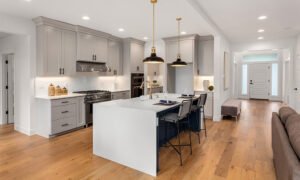 residential property kitchen interiors remodeled with white cabinets and hardwood floors everett wa