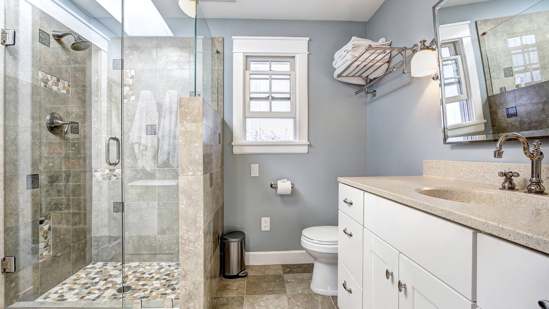 master bathroom interiors with shower tiles and flooring installed everett wa